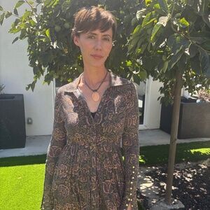 Free People Paisley Maxi Dress XS + Handmade Necklace